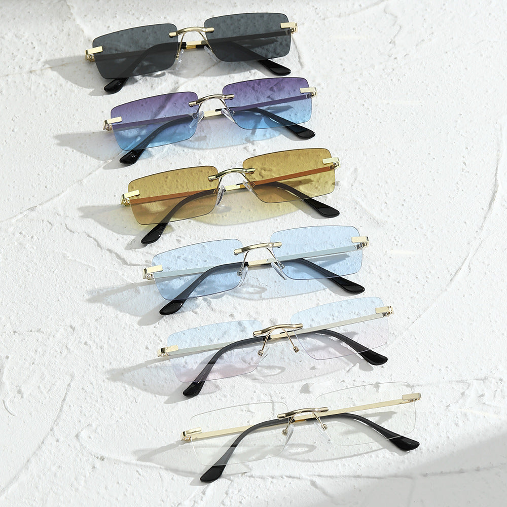 New Square Frameless Trimming Sunglasses