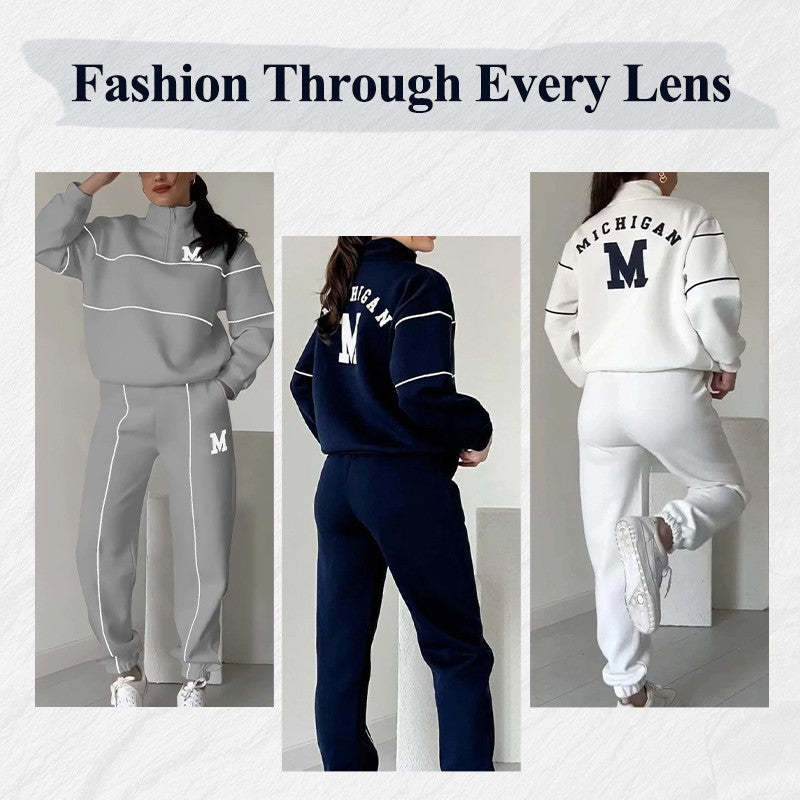 Womens 2 Piece Outfits Lounge Hoodless Pullover Sweatshirt Sweatsuit Sets