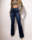 Female Trouser Shirred Button Front High Waist Jeans