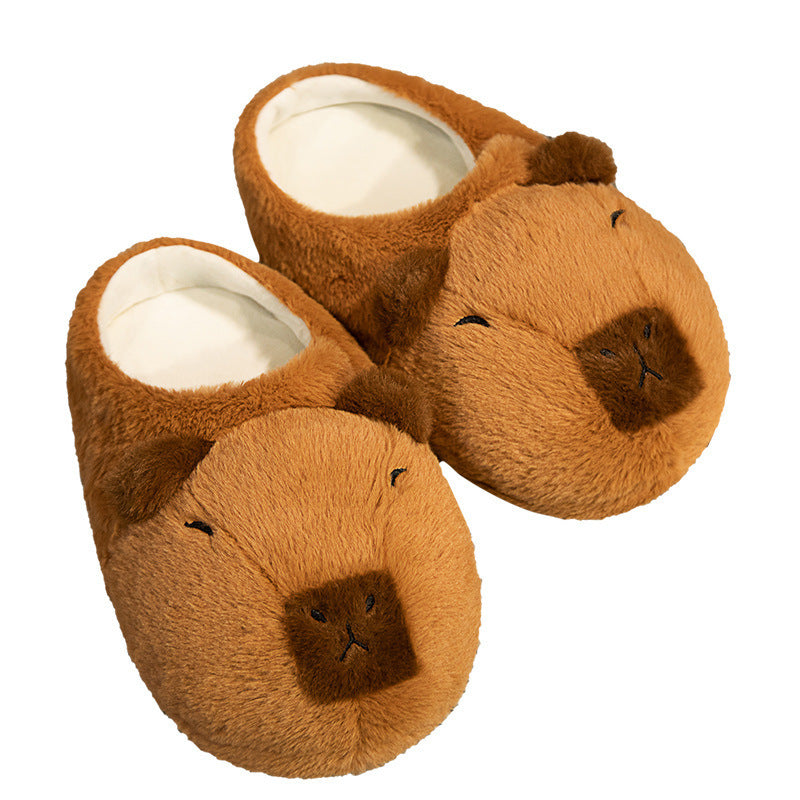 Capybara Plush Slippers Winter Girls' Home Cotton Shoes