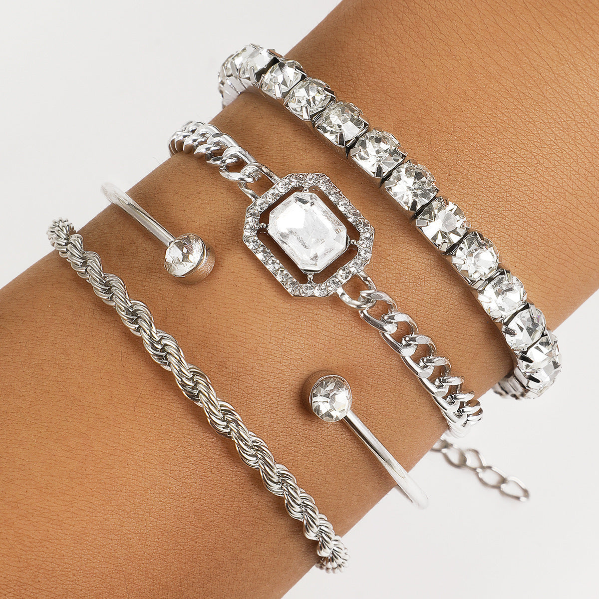 Fashion Jewelry 4 Pcs Crystal Bracelet Set Bohemian Design For Women