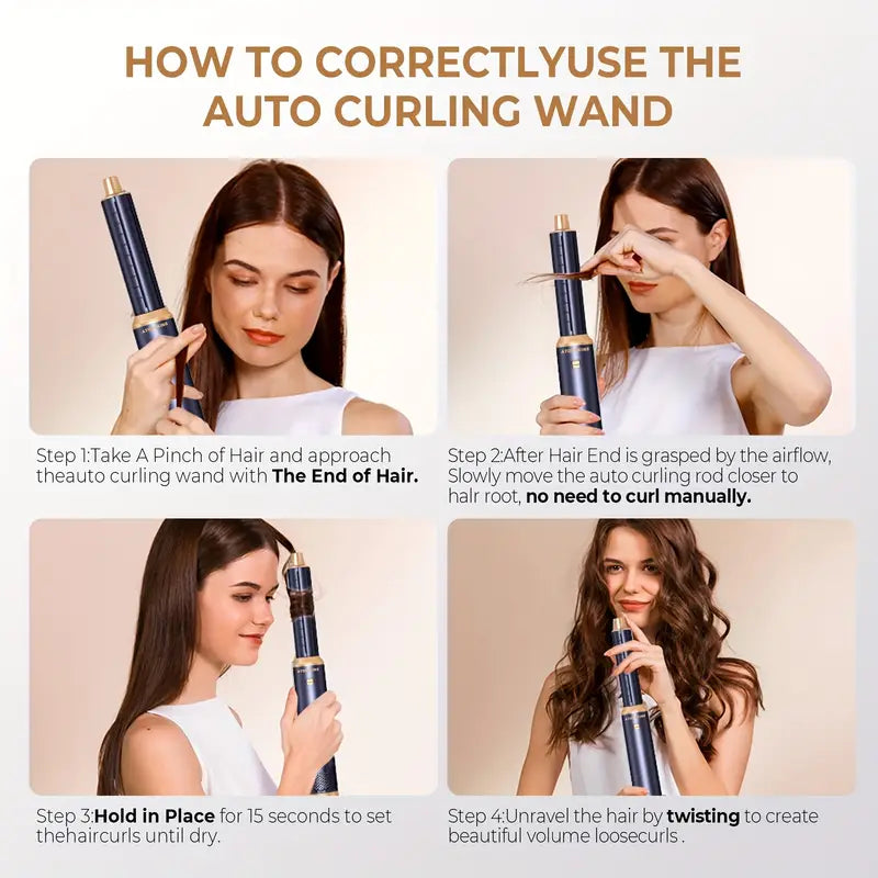 5-in-1 Hot Air Brush Set – Detachable Dryer Brush, Curler, Diffuser, Straightener, Nozzle | 2025 Upgrade Hair Styler for All Hair Types