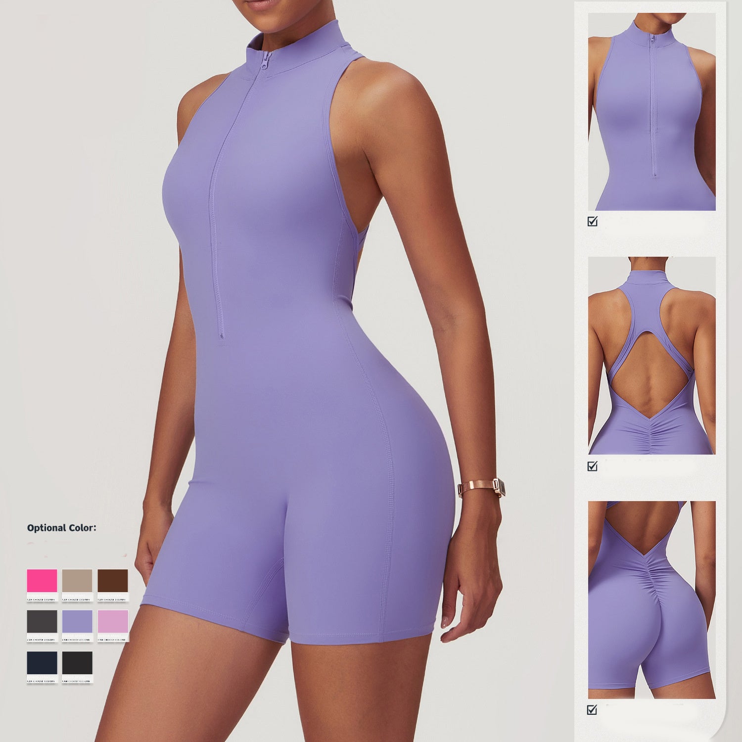 Fitness Yoga Jumpsuit With Zipper