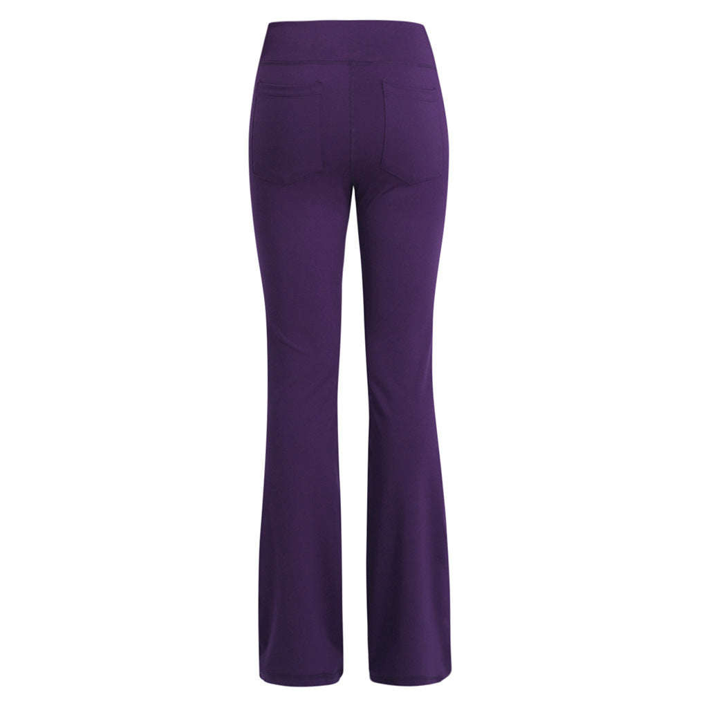 Lavender Wide Leg Trousers High Waist Casual Girls Yoga Pants