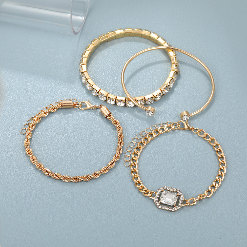 Fashion Jewelry 4 Pcs Crystal Bracelet Set Bohemian Design For Women