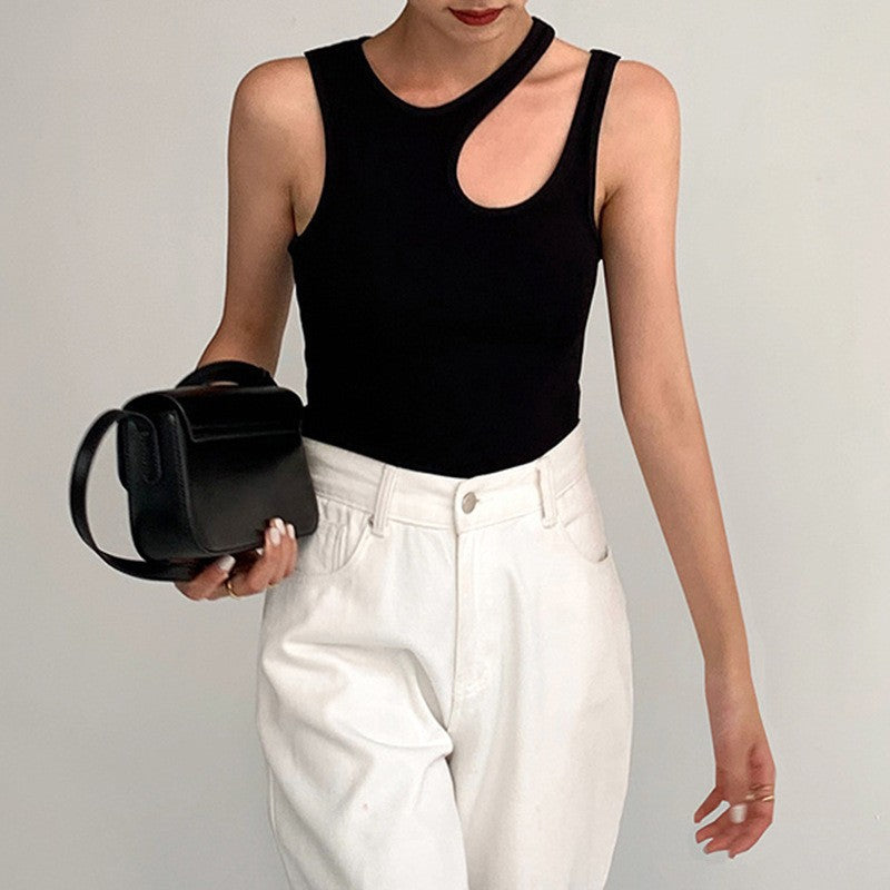 Summer Round Neck Side Irregular Hollow-out