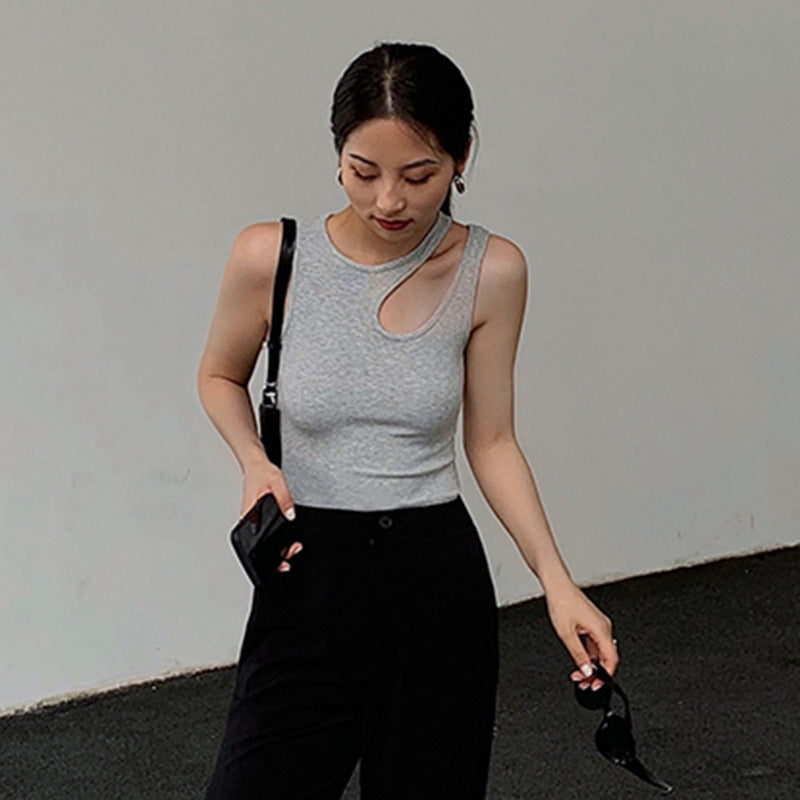 Summer Round Neck Side Irregular Hollow-out