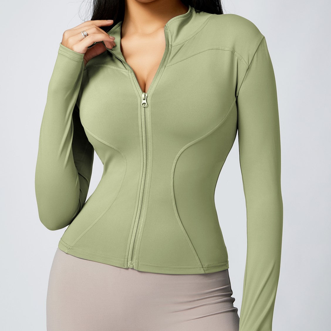 Women's European And American Zipper Long-sleeved Sports Jacket