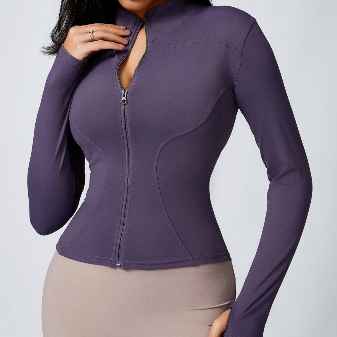 Women's European And American Zipper Long-sleeved Sports Jacket