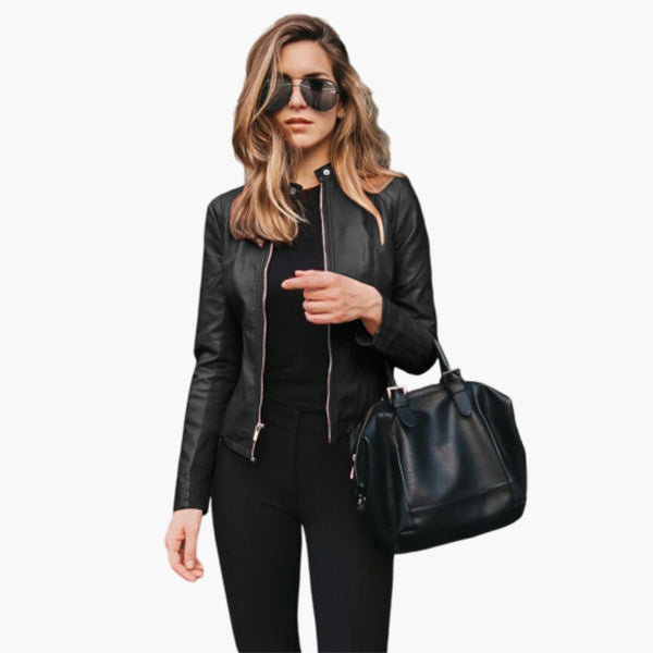 Autumn And Winter Women's Fashion Leather Pu Suit Jacket