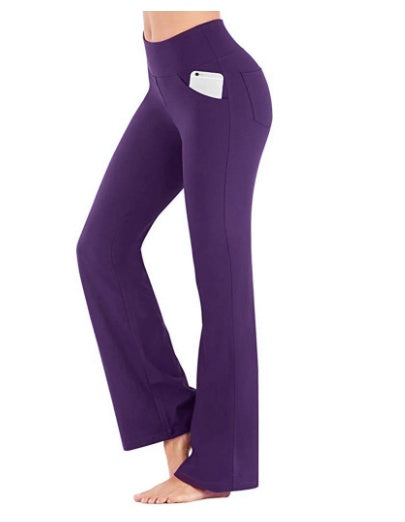 Lavender Wide Leg Trousers High Waist Casual Girls Yoga Pants