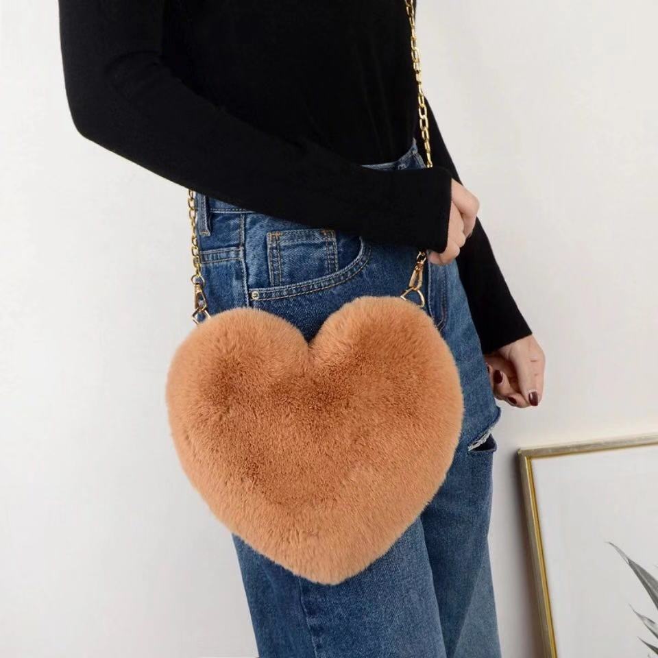 Women's Fashion Casual Plush Love One-shoulder Crossbody Chain Bag