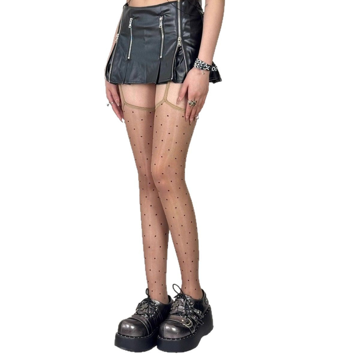 Aurora Polka Lace Shiny Suspenders
