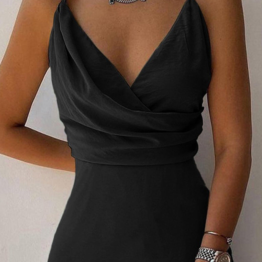 V-neck Slit Sling Dress Summer Fashion