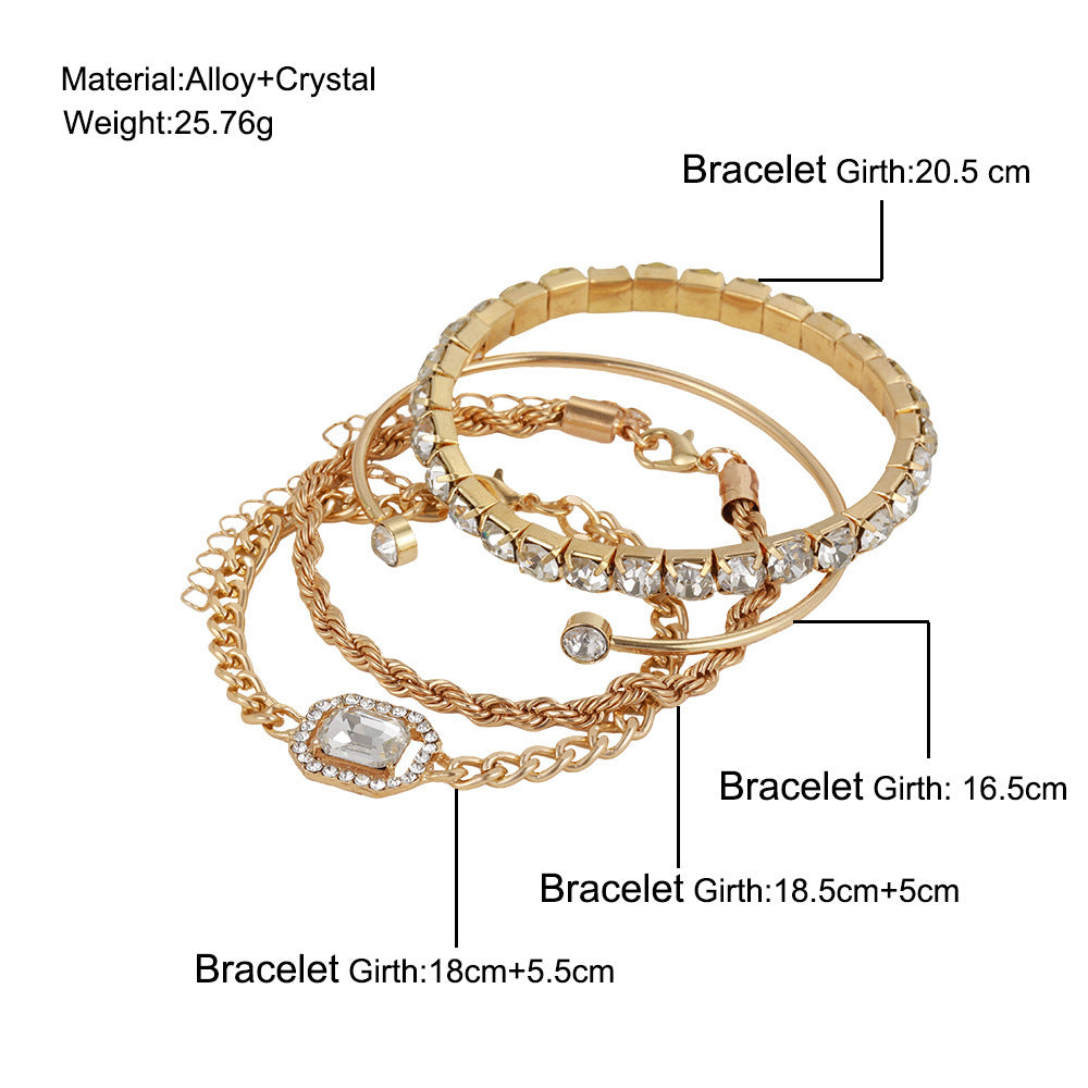 Fashion Jewelry 4 Pcs Crystal Bracelet Set Bohemian Design For Women