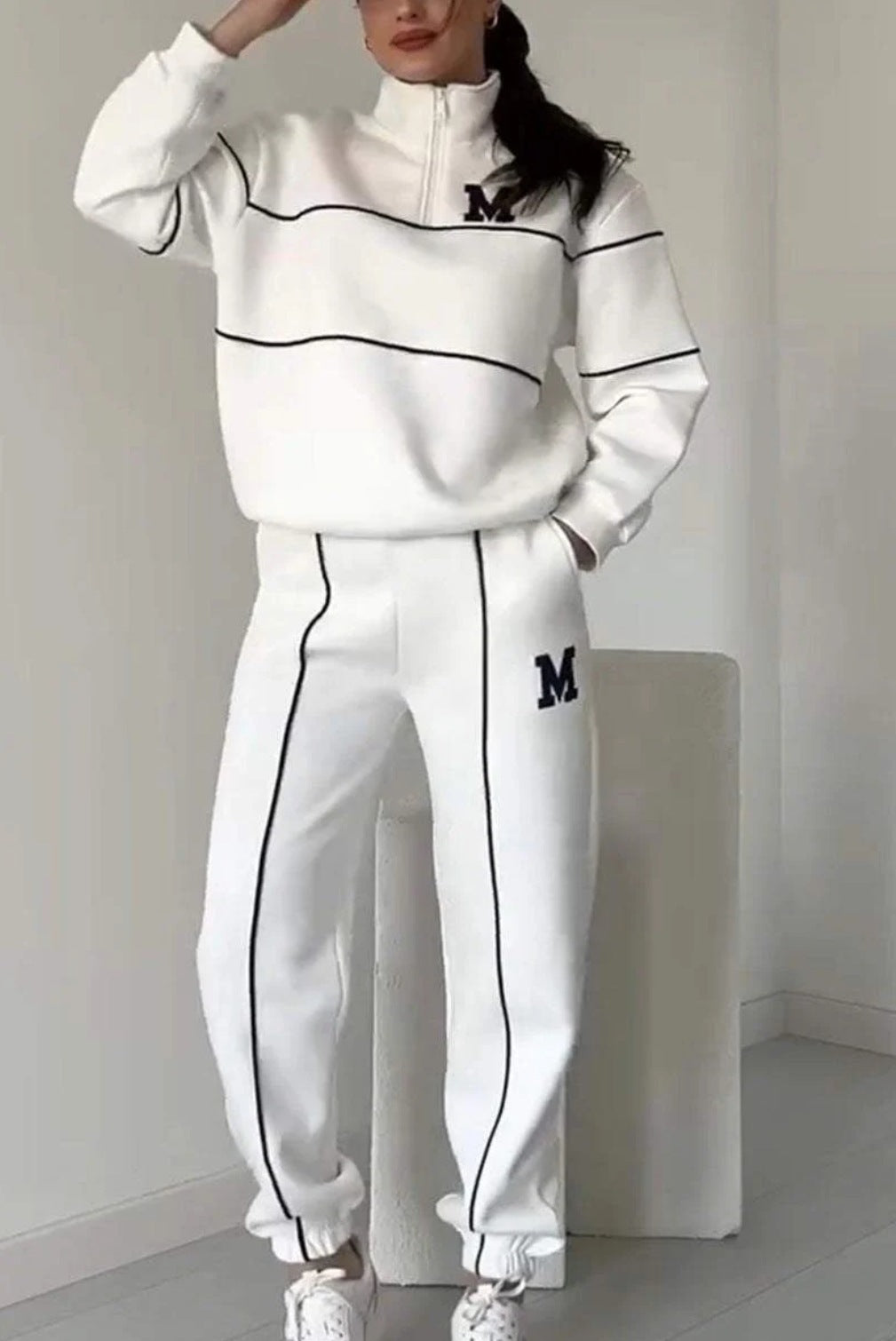 Womens 2 Piece Outfits Lounge Hoodless Pullover Sweatshirt Sweatsuit Sets