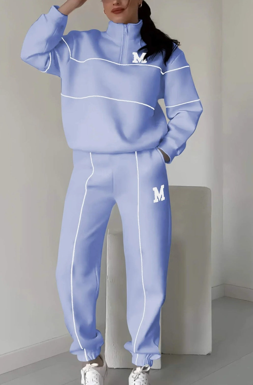 Womens 2 Piece Outfits Lounge Hoodless Pullover Sweatshirt Sweatsuit Sets
